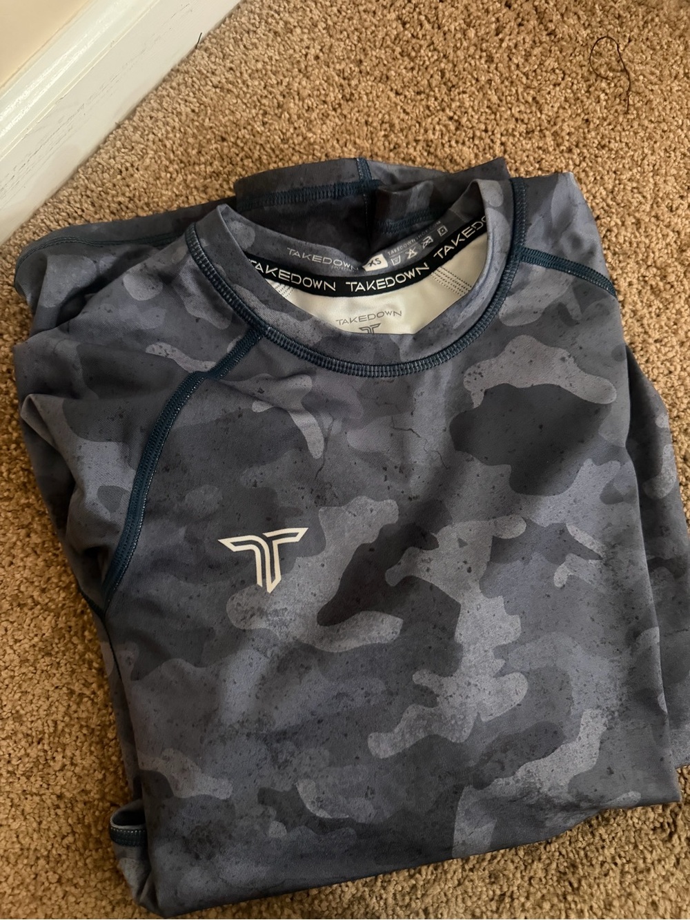 Takedown Grey/Blue Camo BJJ Rashguard Long Sleeve